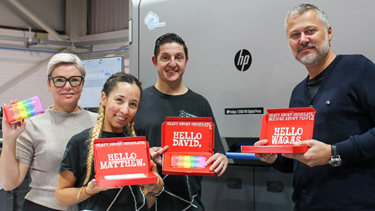 Precision Proco has partnered with confectionary brand Tony’s Chocolonely to create personalized wrappers using HP Indigo technology Precision Proco has partnered with confectionary brand Tony’s Chocolonely to create personalized wrappers using HP Indigo technology