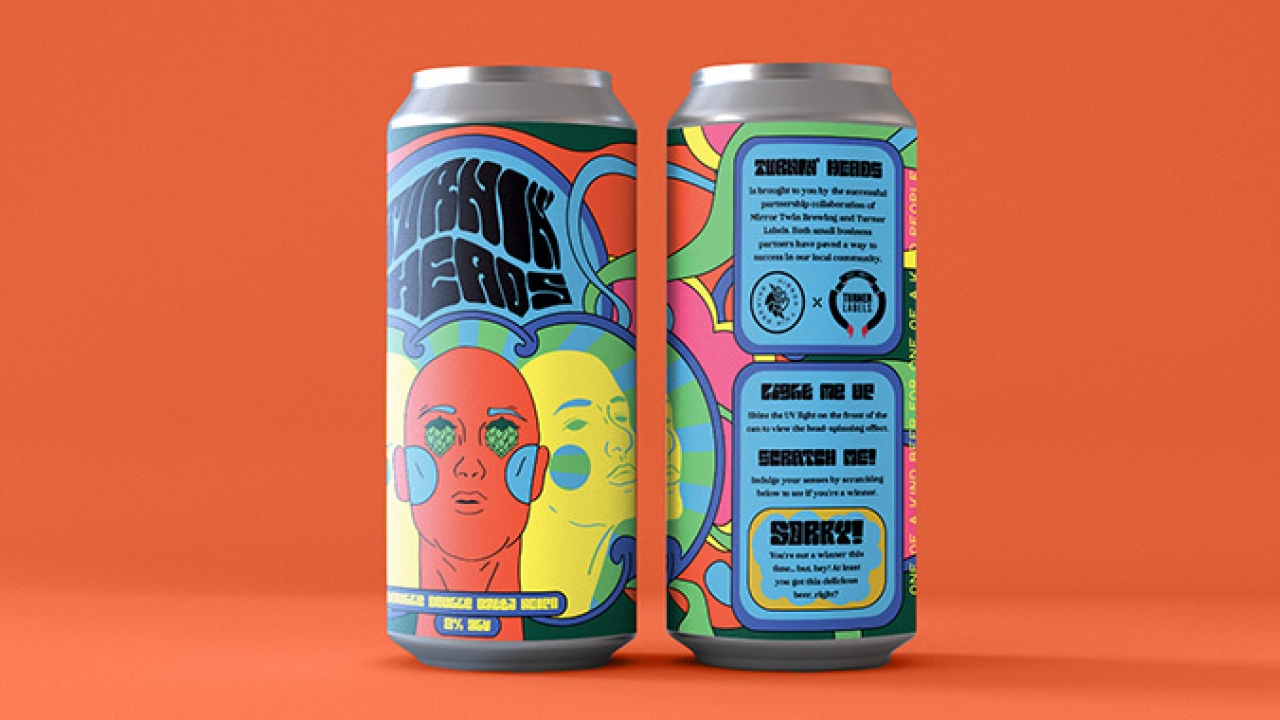Turner Labels has teamed up with a local Mirror Twin Brewery to design a blacklight label that reveals hidden images and humorous secret messages