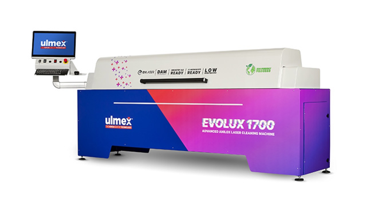 Ulmex has launched Evolux, an eco-friendly concept for laser cleaning of anilox rollers, designed to be integrated into the printing process