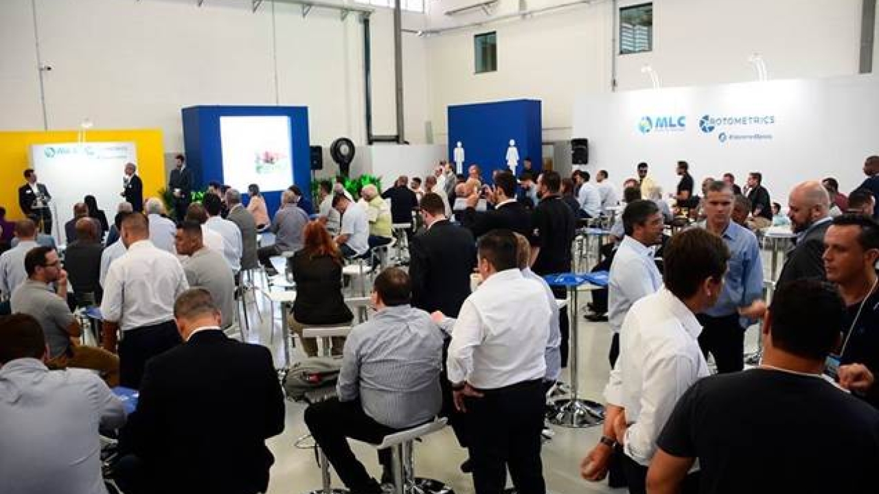 RotoMetrics’ management team greets the plant opening attendees. RotoMetrics’ management team greets the plant opening attendees.
