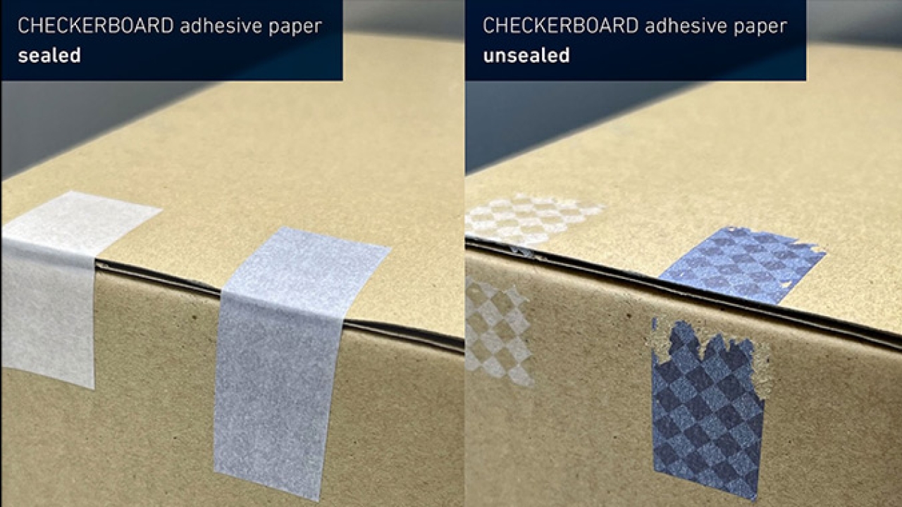 VPF has launched VPF 100328, a new checkerboard adhesive paper material for tamper-evident labels 