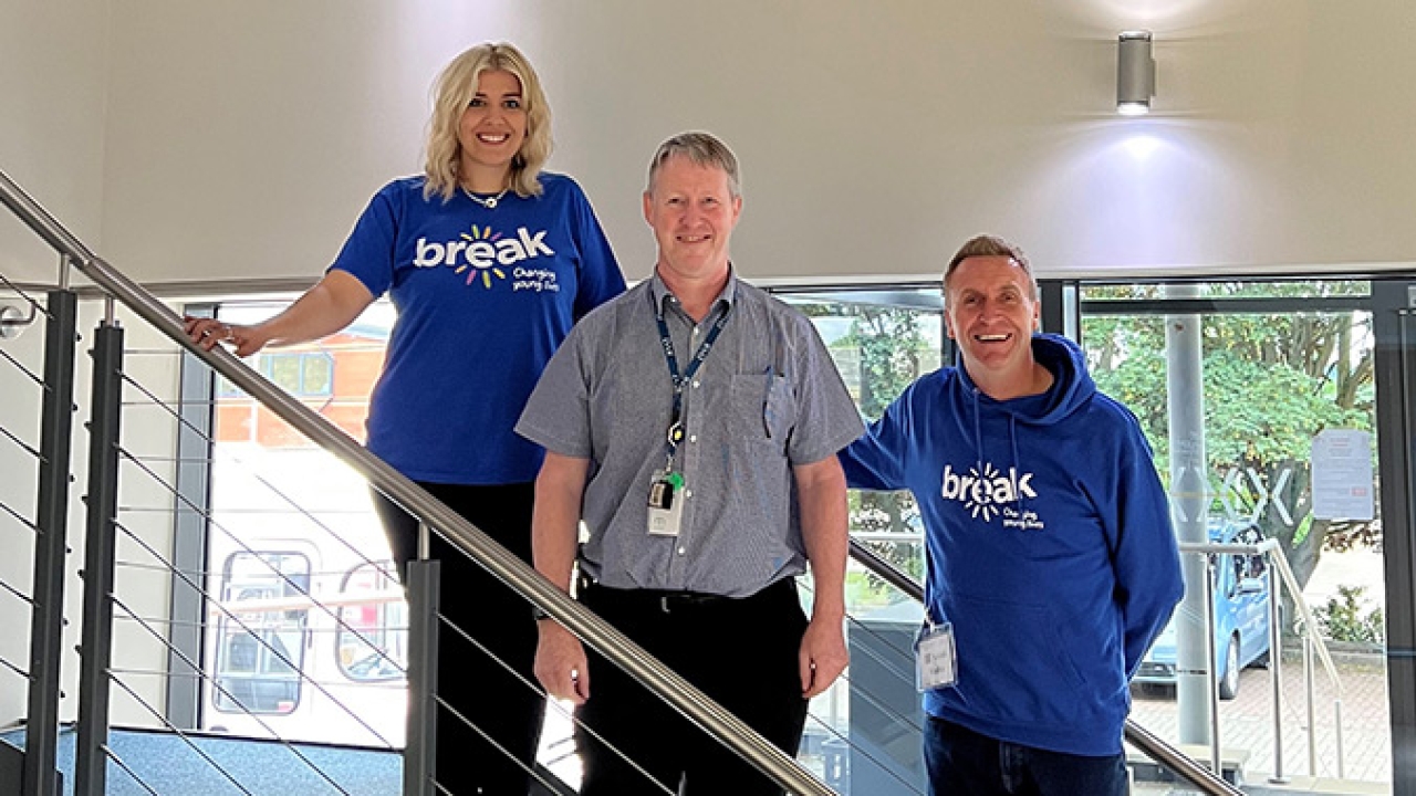 L-R: Eleanor Edge, corporate fundraising and project management, Break; Neil Ross, group quality systems and sustainably manager, Xaar; Peter Marron, corporate fundraising manager, Break.