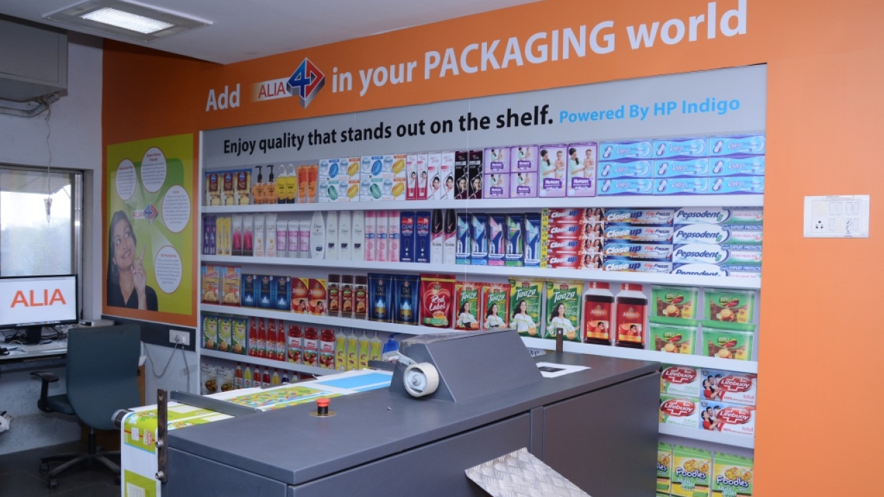 The company's entire office has been redesigned to resemble a supermarket to showcase the high-value applications printed on the HP digital press