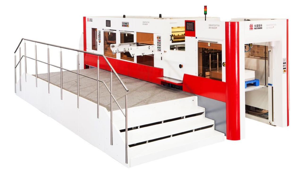 The MK1060ERS incorporates five processes – feeding, die-cutting, stripping, blanking and waste conveying – allowing one operator to turn printed sheets into finished products in a single pass The MK1060ERS incorporates five processes – feeding, die-cutting, stripping, blanking and waste conveying – allowing one operator to turn printed sheets into finished products in a single pass