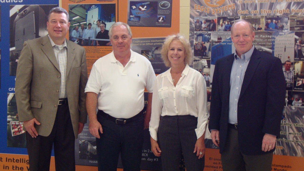 Pictured (from left): Michael Aumann, Brandtjen & Kluge chief executive officer; Mike King, president of Eagle Systems Ellen Manning, vice-president of marketing at Eagle Systems; and Hank Brandtjen, chairman and owner of Brandtjen & Kluge Pictured (from left): Michael Aumann, Brandtjen & Kluge chief executive officer; Mike King, president of Eagle Systems Ellen Manning, vice-president of marketing at Eagle Systems; and Hank Brandtjen, chairman and owner of Brandtjen & Kluge