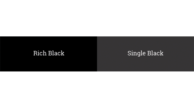 Figure 2.10 - The visual difference of a single Black versus Rich Black created from CMYK