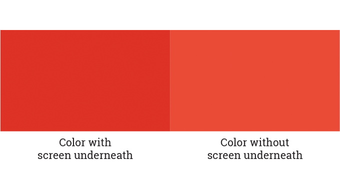 Figure 3.7 - The effect on color density when using an additional screen tint