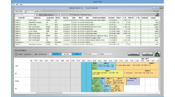Figure 1.6 Visual scheduler in Label Traxx MIS  software system