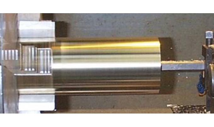 Figure 2.10 - Machining the die cylinder to correct diameter