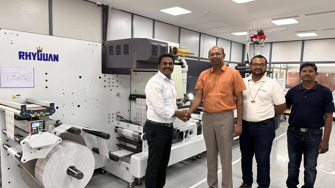 L-R - M Suresh, technical sales manager, FIG, Arun Tenzing, director, Pioneer Arunachalam Packaging, N Dharmaraj, general manager, Pioneer Arunachalam Packaging, and A Kathiresan, senior application engineer, FIG 