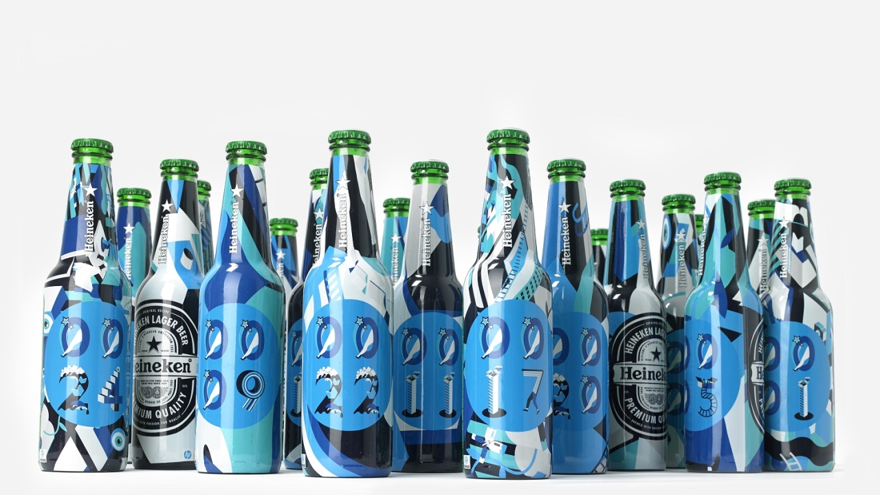 Forgot’s specially commissioned artwork for the Heineken bottles features 10 numerals as well as icons and seed patterns, with a design aesthetic inspired by the Yellow Submarine animated film