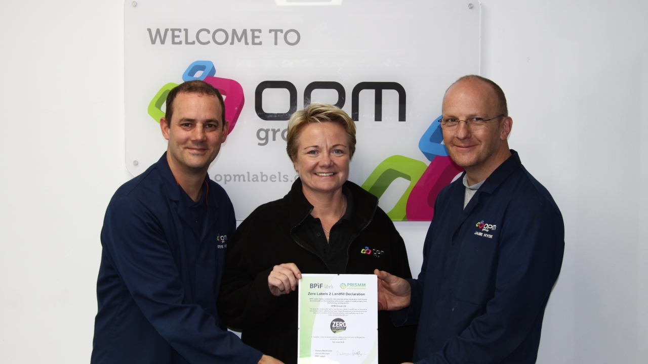 OPM awarded Zero Labels 2 Landfill certification