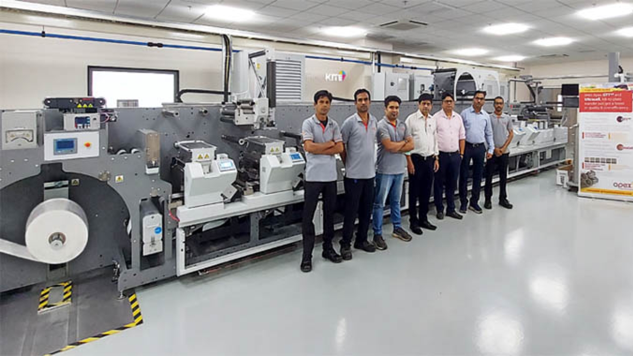A new Bobst M5 430 press installed at Apex International’s FlexoKite experience center in Sinnar near Nashik, India