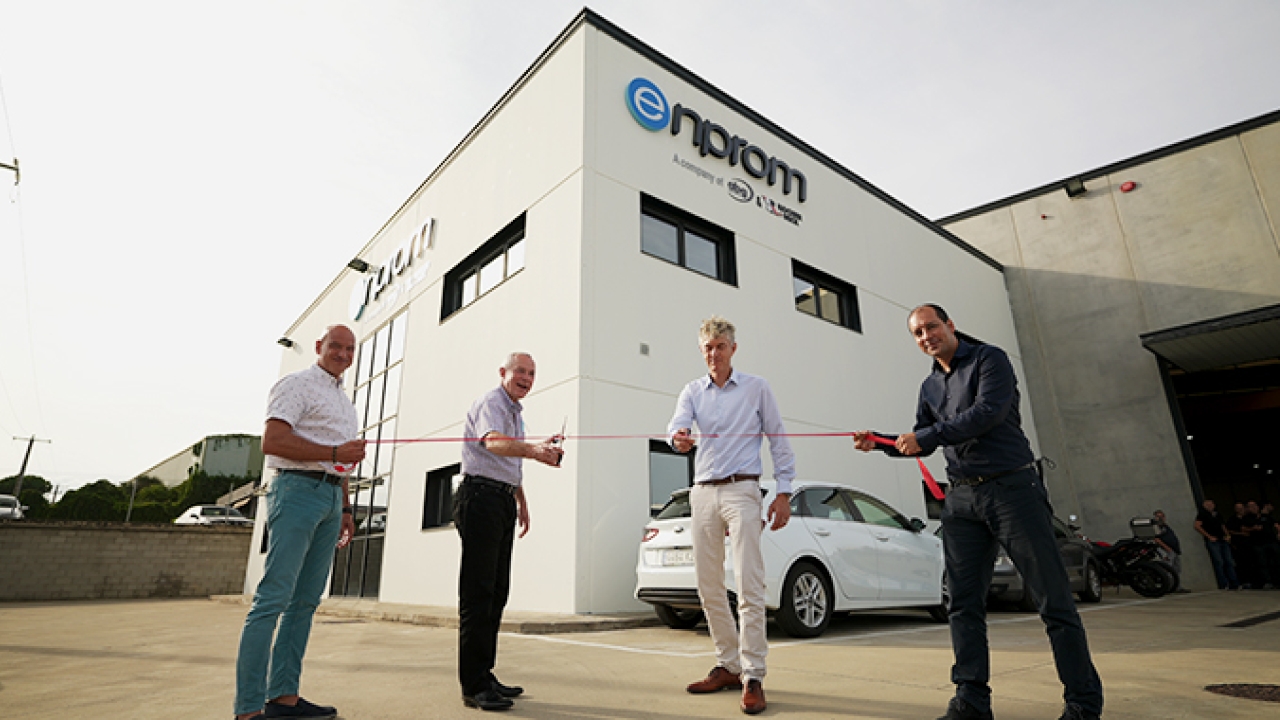 Official opening (L-R) by Josep Orozco, founder of Enprom Solutions; Mike Burton, owner of ABG; Lars Beck, owner of Kocher+Beck; Joan Marc Taboas, CEO of Enprom Solutions